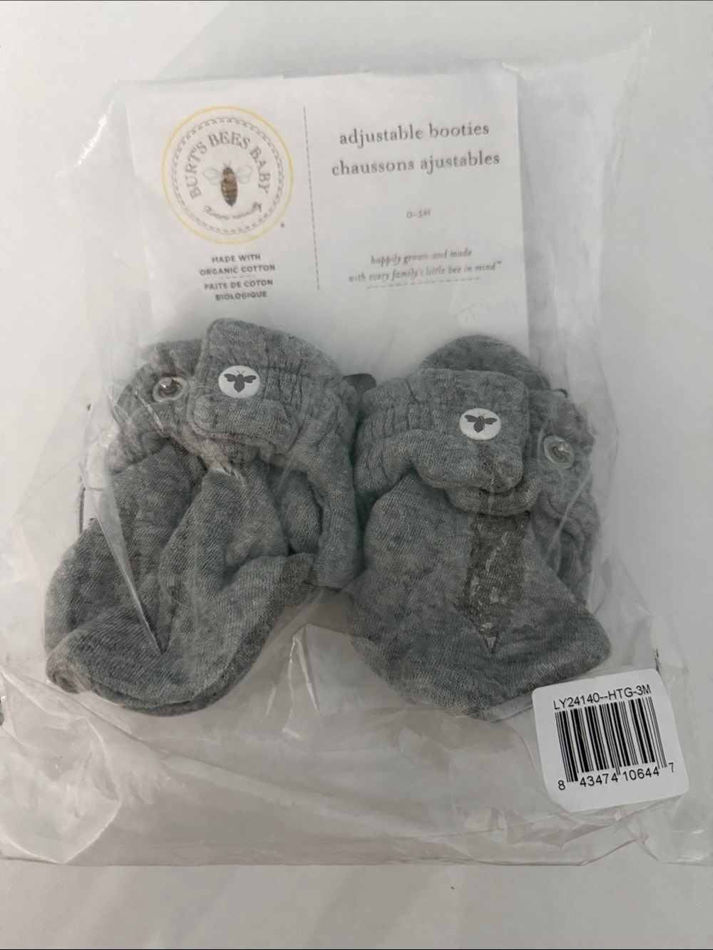 Burt's Bees Baby Heather Gray Organic Cotton Booties